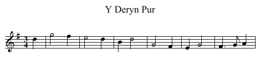 Y Deryn Pur - staff notation