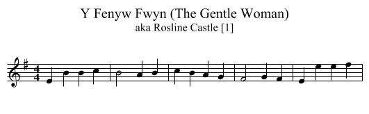 Y Fenyw Fwyn (The Gentle Woman) - staff notation