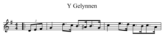 Y Gelynnen - staff notation