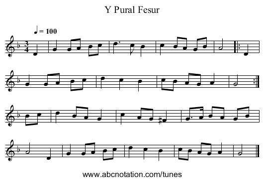Y Pural Fesur - staff notation