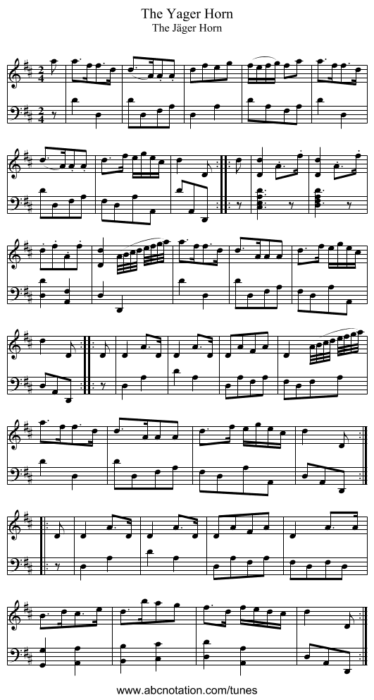 Yager Horn, The - staff notation