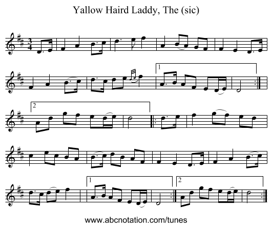 Yallow Haird Laddy, The (sic) - staff notation
