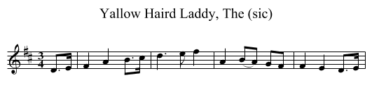 Yallow Haird Laddy, The (sic) - staff notation