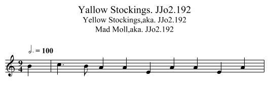 Yallow Stockings. JJo2.192 - staff notation