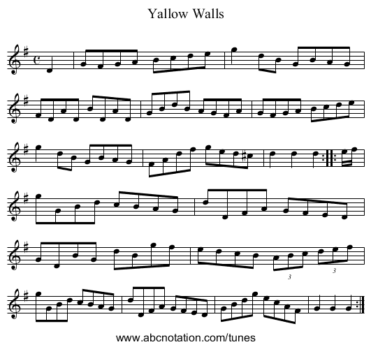 Yallow Walls - staff notation