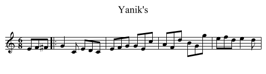 Yanik's - staff notation
