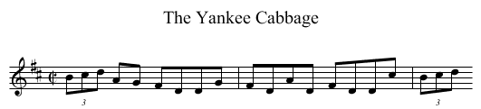 Yankee Cabbage, The - staff notation