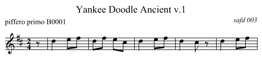 Yankee Doodle Ancient v.1 - staff notation