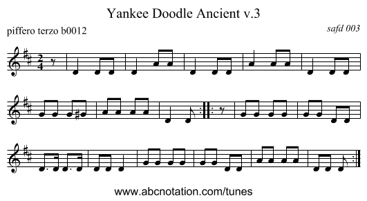 Yankee Doodle Ancient v.3 - staff notation
