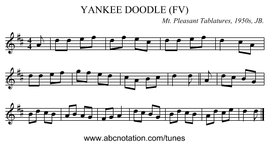 YANKEE DOODLE (FV) - staff notation