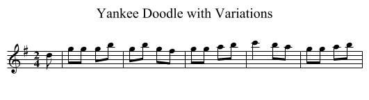 Yankee Doodle with Variations - staff notation