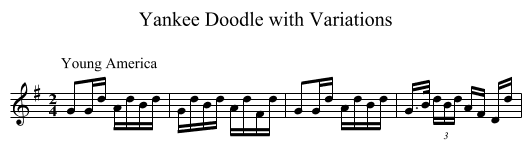 Yankee Doodle with Variations - staff notation
