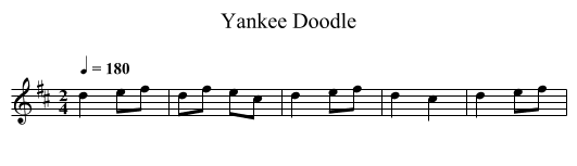 Yankee Doodle - staff notation