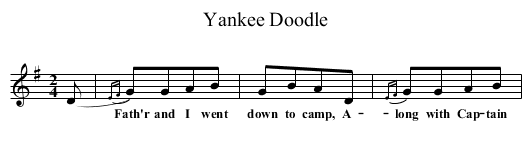 Yankee Doodle - staff notation