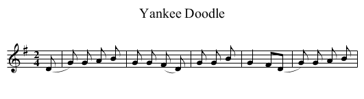 Yankee Doodle - staff notation