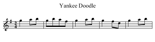 Yankee Doodle - staff notation