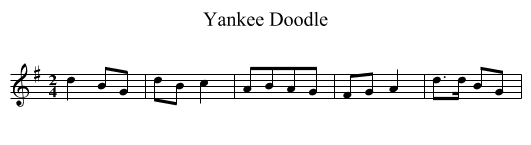 Yankee Doodle - staff notation