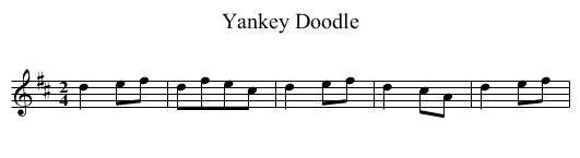 Yankey Doodle - staff notation