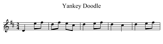 Yankey Doodle - staff notation