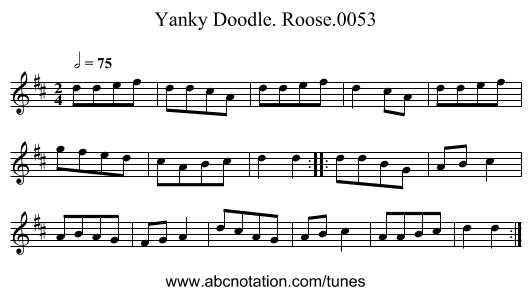 Yanky Doodle. Roose.0053 - staff notation