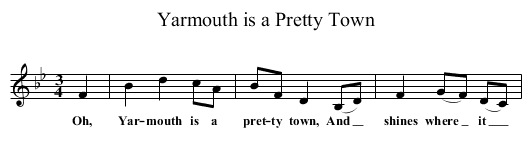Yarmouth is a Pretty Town - staff notation