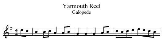 Yarmouth Reel - staff notation