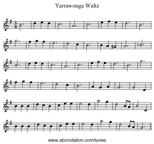 Yarrawonga Waltz - staff notation