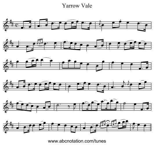 Yarrow Vale - staff notation