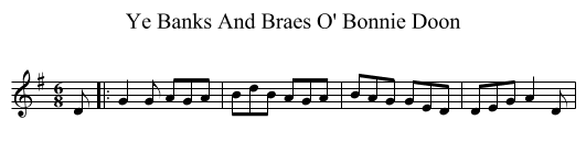 Ye Banks And Braes O' Bonnie Doon - staff notation