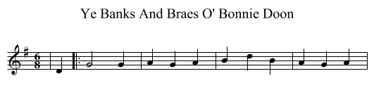 Ye Banks And Braes O' Bonnie Doon - staff notation