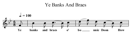 Ye Banks And Braes - staff notation