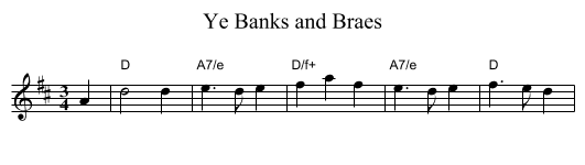 Ye Banks and Braes - staff notation