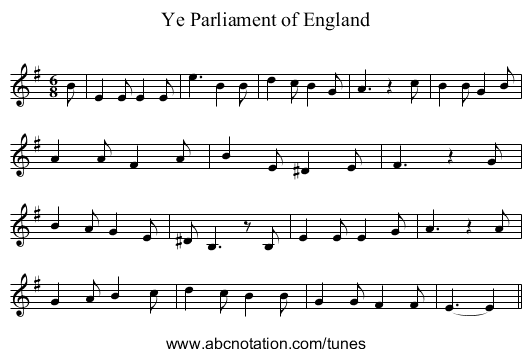 Ye Parliament of England - staff notation