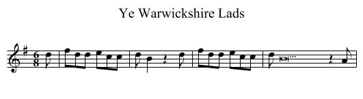 Ye Warwickshire Lads - staff notation