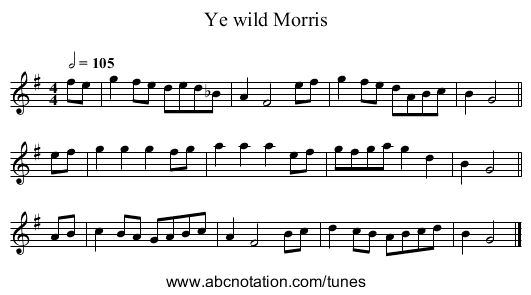 Ye wild Morris - staff notation