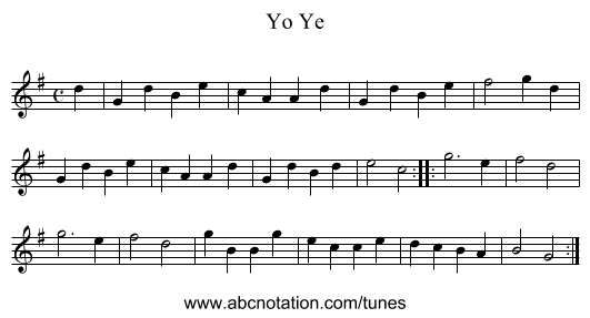 Ye, Yo - staff notation