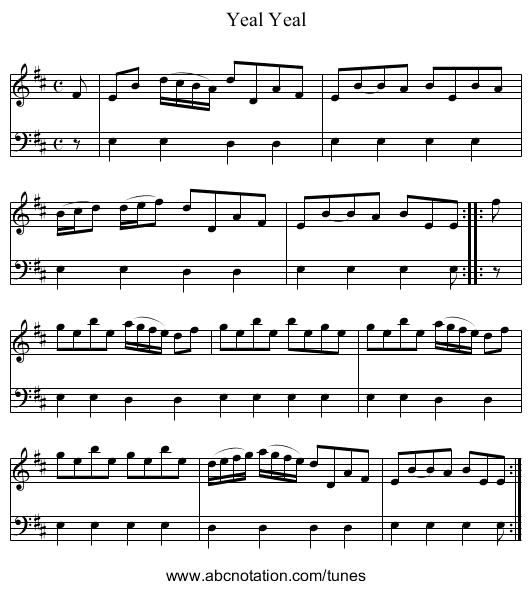 Yeal Yeal - staff notation