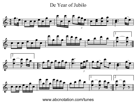 Year of Jubilo, De - staff notation
