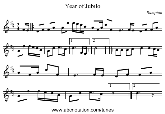 Year of Jubilo - staff notation