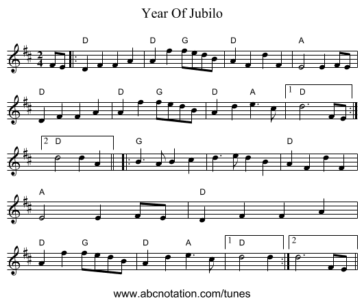 Year Of Jubilo - staff notation