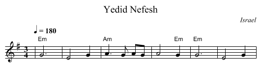 Yedid Nefesh - staff notation