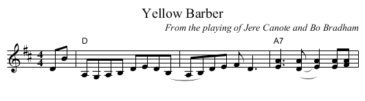 Yellow Barber - staff notation