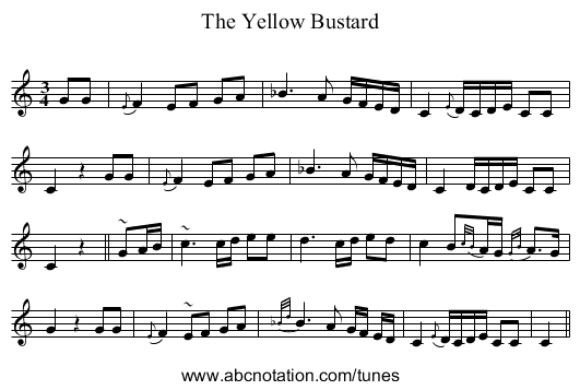 Yellow Bustard, The - staff notation