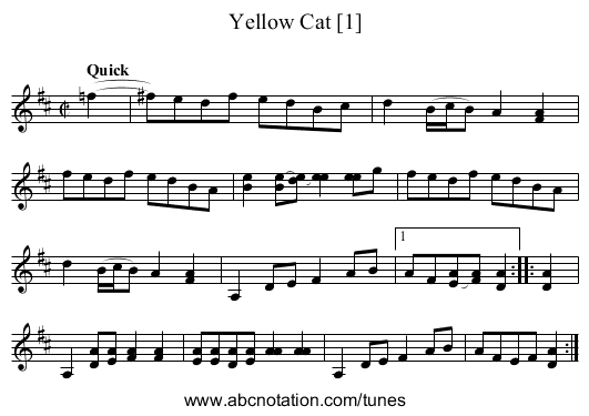 Yellow Cat [1] - staff notation