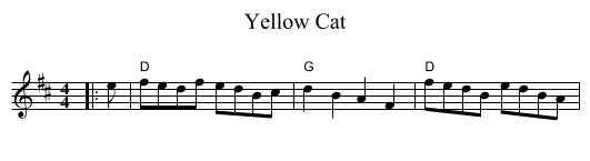 Yellow Cat - staff notation