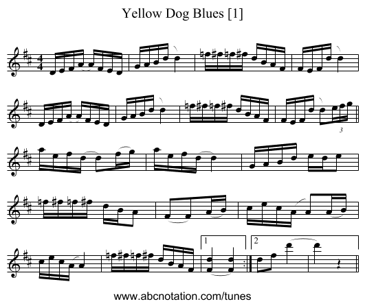 Yellow Dog Blues [1] - staff notation