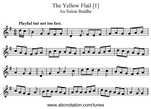 Yellow Flail [1], The - staff notation