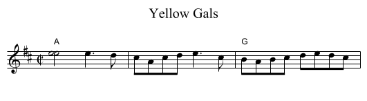 Yellow Gals - staff notation