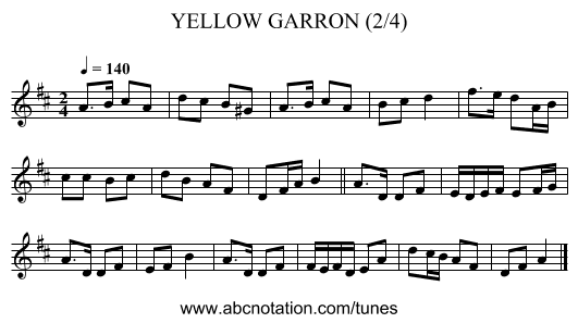 YELLOW GARRON (2/4) - staff notation