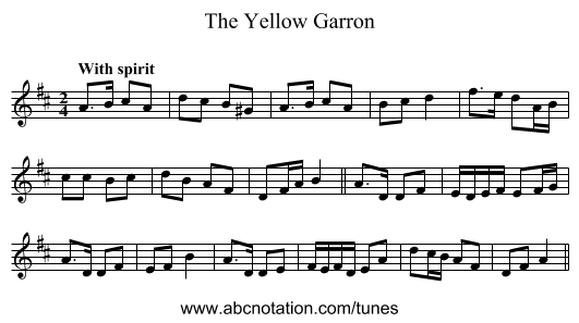 Yellow Garron, The - staff notation